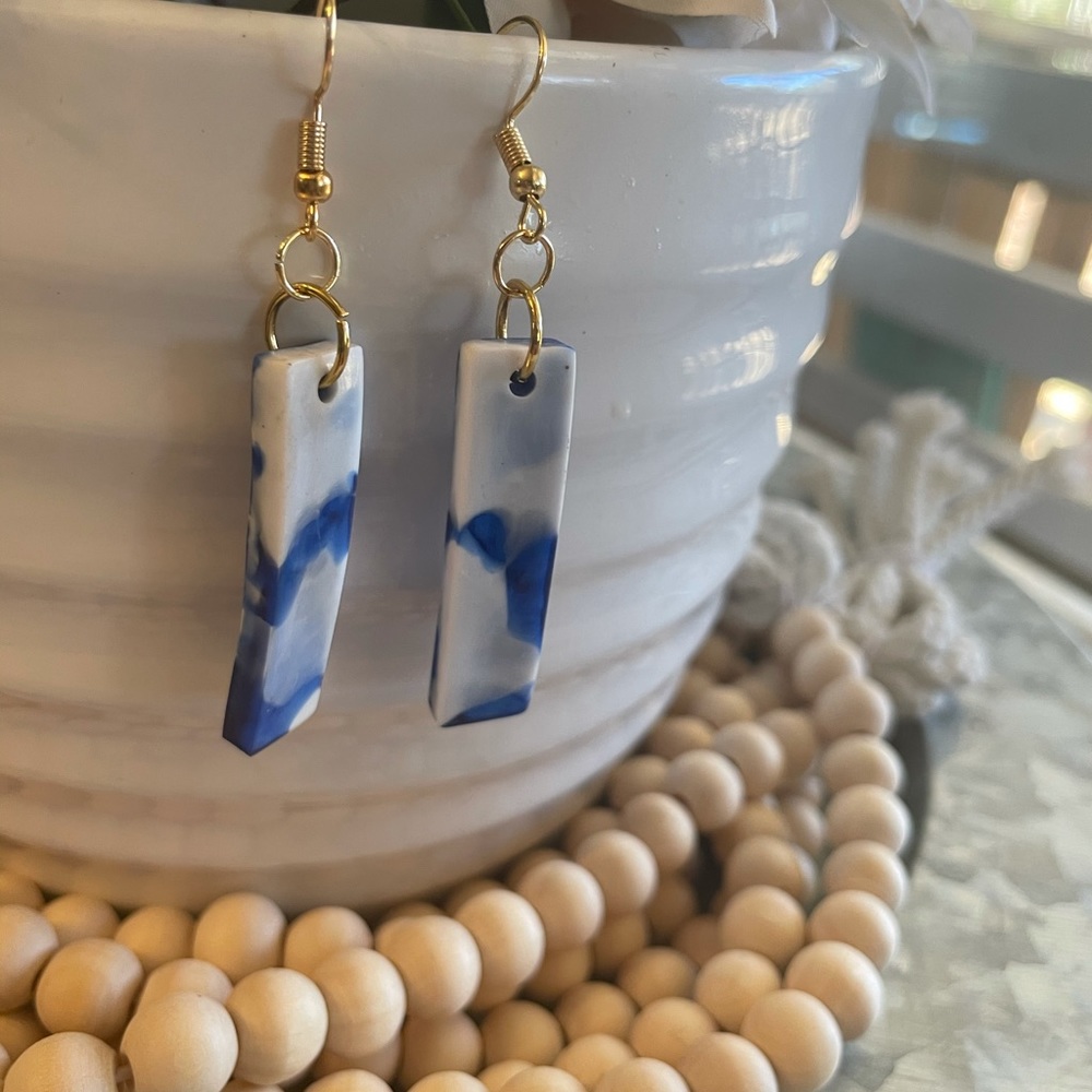 Blue and white beauty dangles